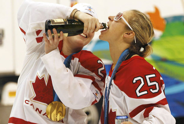 Womens-Hockey-Canada-Gold-Medal-Celebration-Drinking-Smoking-21